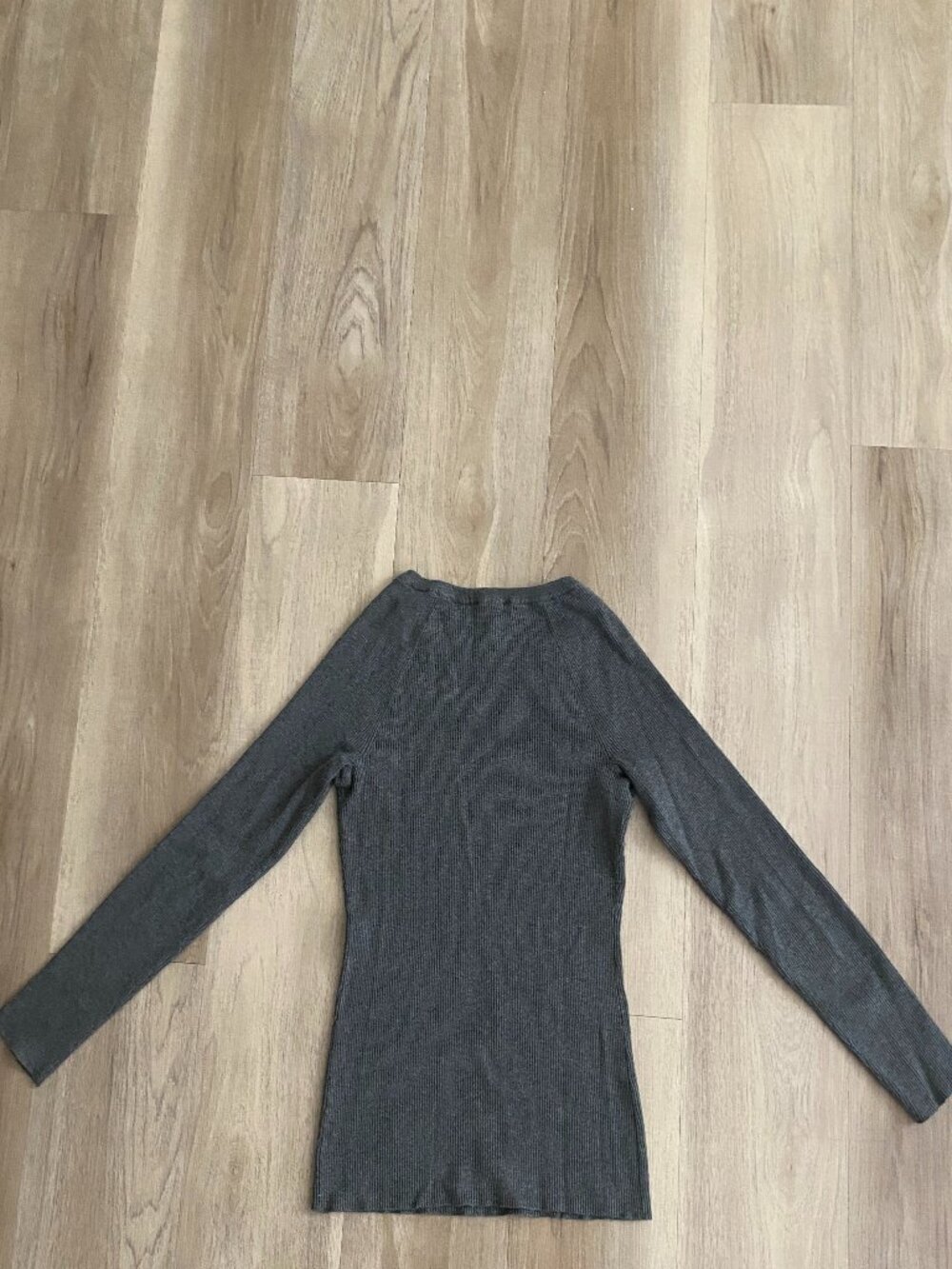 International Concepts Ribbed Long Sleeve Top Small Gray Zip Detail Fitted - Picture 3 of 3